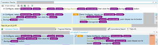 Screenshot of Trados Studio Ideas showing Translation Results pane with penalties applied to TM matches due to whitespace handling between uicontrol tags inside menucascade tag.