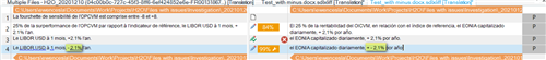 Close-up of Trados Studio segment where '+' sign is recognized after manual addition, highlighted in yellow.