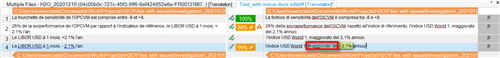 Close-up of Trados Studio segment where '+' sign is added incorrectly after manual input, highlighted in red.