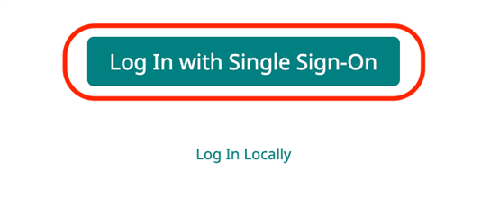 Screenshot showing two login options: a highlighted 'Log In with Single Sign-On' button and a less prominent 'Log In Locally' link.