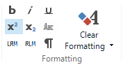 Screenshot of Trados Studio toolbar showing text formatting options including bold, italic, underline, subscript, superscript, clear formatting, and text direction controls.