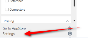 Screenshot showing the settings link for the integrated appstore.