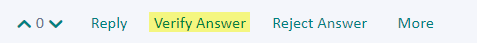 Screenshot of a user interface with options to vote on an answer. A 'Verify Answer' link is highlighted in yellow.