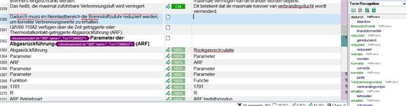 Screenshot of Trados Studio's Term Recognition window stuck on 'Searching for terms...' without displaying any results.