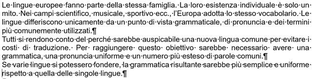 Screenshot of a text document in Italian, without any visible errors or warnings.