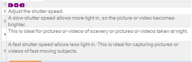 Screenshot of Trados Studio showing segment number 5 with two sentences not properly segmented despite a full stop.
