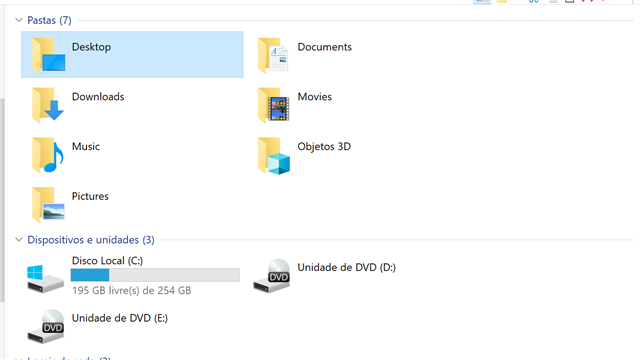 Windows File Explorer showing folders such as Desktop, Downloads, and Documents, and drives including Local Disk (C:) with 195 GB free of 254 GB.