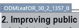 Screenshot showing a section of an MSWord document with content control text labeled 'ODMLeafOR_30_2_1357_0' above a heading titled '2. Improving public'.