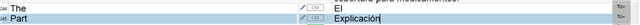 Screenshot of Trados Studio showing a segment with incorrect target text 'El' instead of 'La' and 'Part' which needs to be changed.