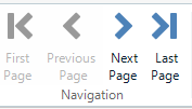 Trados Studio screenshot of navigation buttons including First Page, Previous Page, Next Page, and Last Page.