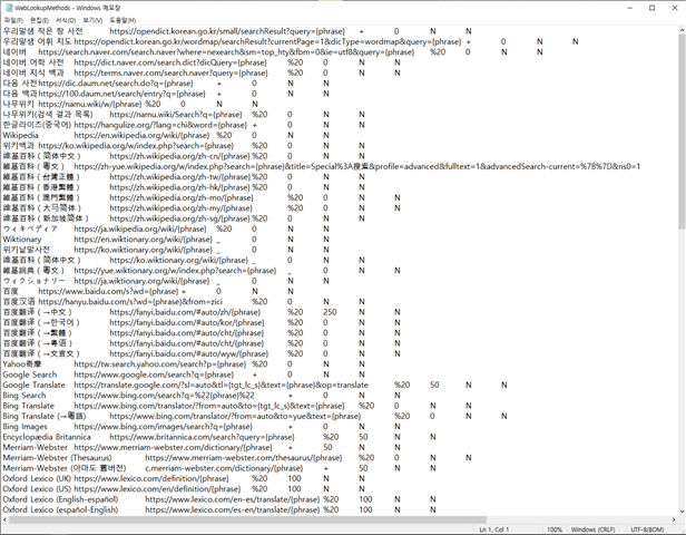 Screenshot of Trados Studio WebLookUp window showing a list of search engine results with various characters and links.