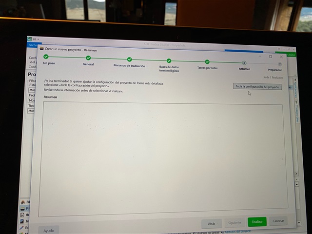 Trados Studio project summary window with all green checkmarks indicating no errors or warnings in the project configuration.