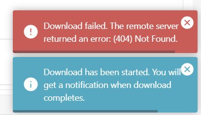 Error message in Trados Studio stating 'Download failed. The remote server returned an error: (404) Not Found.'