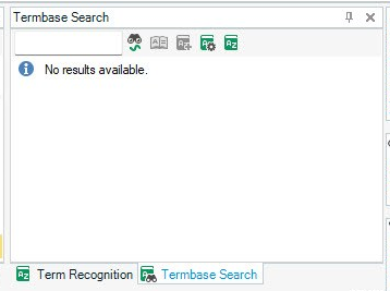  Screenshot showing the Termbase Search pane is active as opposed to the Term Recognition pane in the screenshot provided by Mats.