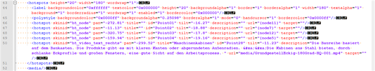 Screenshot of XML code in Notepad++ with no visible text in black, indicating missing closing tags for translation. Red boxes highlight empty target attributes.