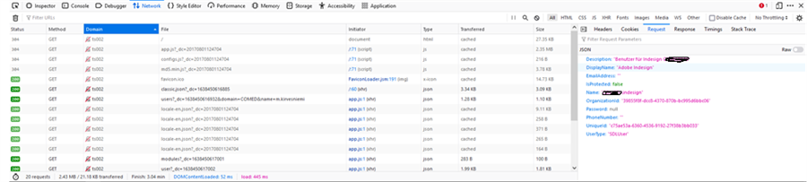 Screenshot of Trados Studio's network activity with a list of GET requests. One request shows an error with description 'Adobe Bridge' and an Uncaught TypeError in the console.