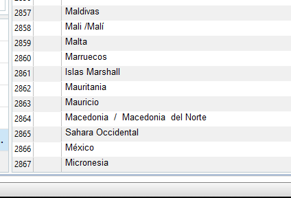 List of segments in Trados Studio with segment numbers up to 2867 visible, including countries like Mauritania and Mexico.