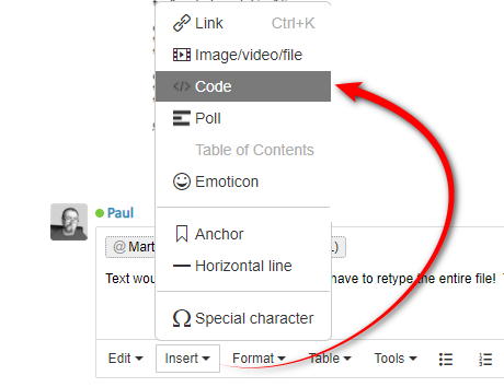 Screenshot of Trados Studio showing a user interface with an open dialog box highlighting the 'Imagevideofile' option with a red arrow pointing towards the 'Code' option.