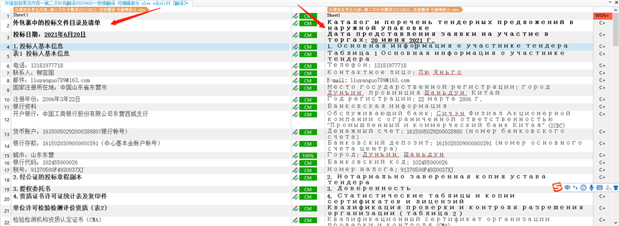 Trados Studio error report with red arrows highlighting 'Sheet 1' and 'Error: The project name is not specified'.