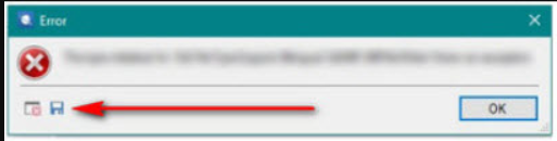 Error dialog box with a red cross icon indicating 'The operation could not be completed. Object reference not set to an instance.' with an OK button.