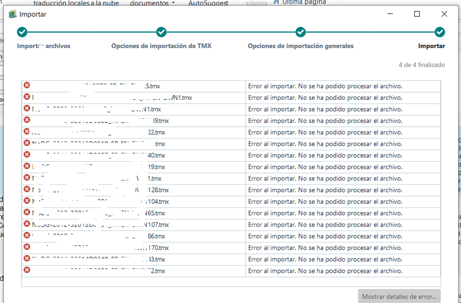 Error When Importing TMX Files Into An Empty TM In Trados Studio 2021 ...