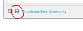 Screenshot highlighting the Knowledge Base Community icon in the Trados Studio software interface.