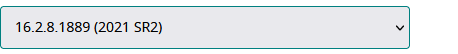 Dropdown menu displaying Trados Studio version 16.2.8.1889 (2021 SR2) selected.