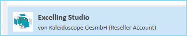 Screenshot showing Trados Studio software with the title Excelling Studio by Kaleidoscope GmbH (Reseller Account).